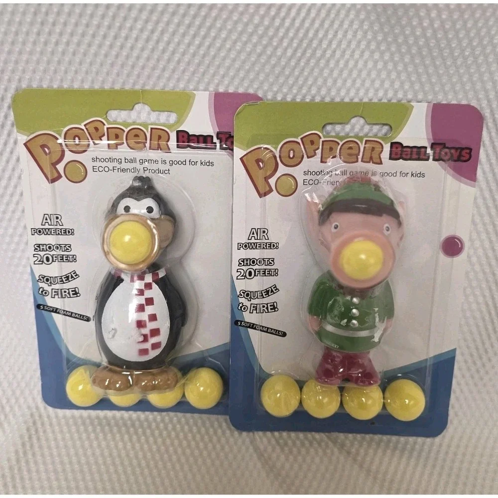 Holiday Popper Ball Toys Set of 2 Elf Penguin 6